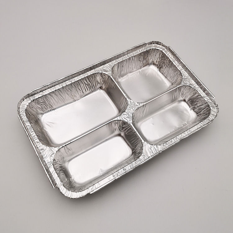 Коробка для завтрака из алюминиевой фольги с четырьмя отсеками большой емкости