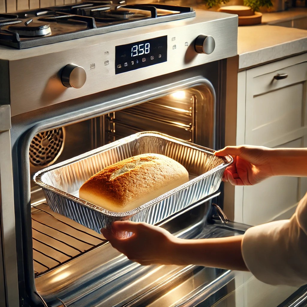 Алюминиевая фольга лотка запекает хлеб в духовке