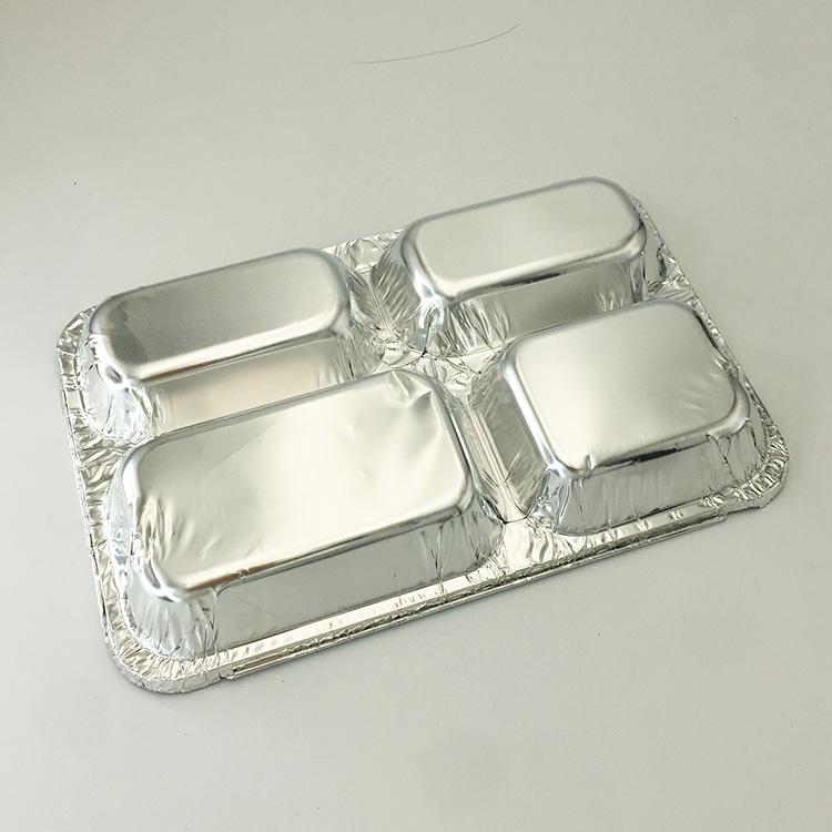 Коробка для завтрака из алюминиевой фольги с четырьмя отсеками большой емкости