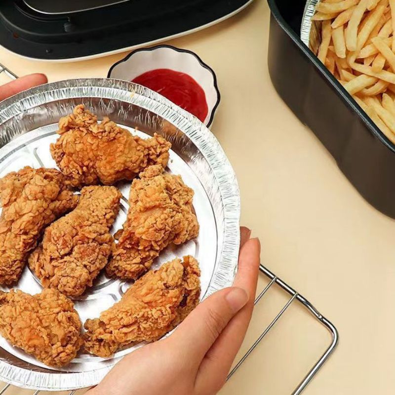 7-дюймовые кастрюли для выпечки алюминиевой фольги с безопасными крышками, одноразовые